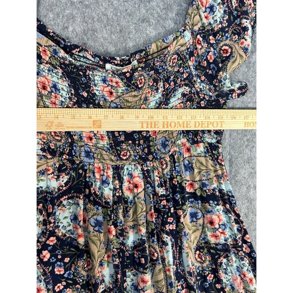 Jessica Simpson Maternity Blue Floral Midi Dress Smocked Women’s Size M - Picture 7 of 8